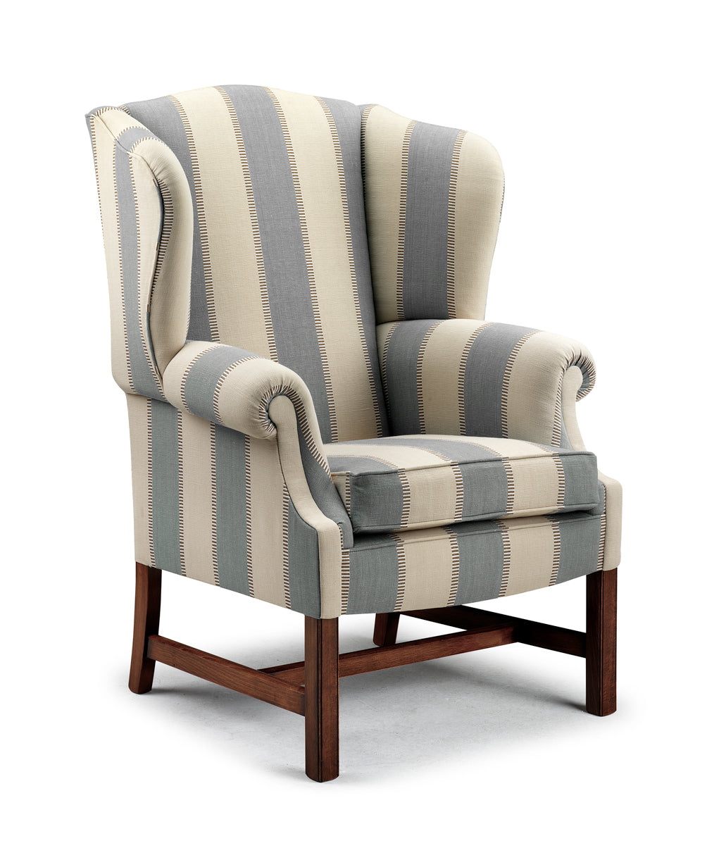 Handmade wing armchair by Savery's of Broadway