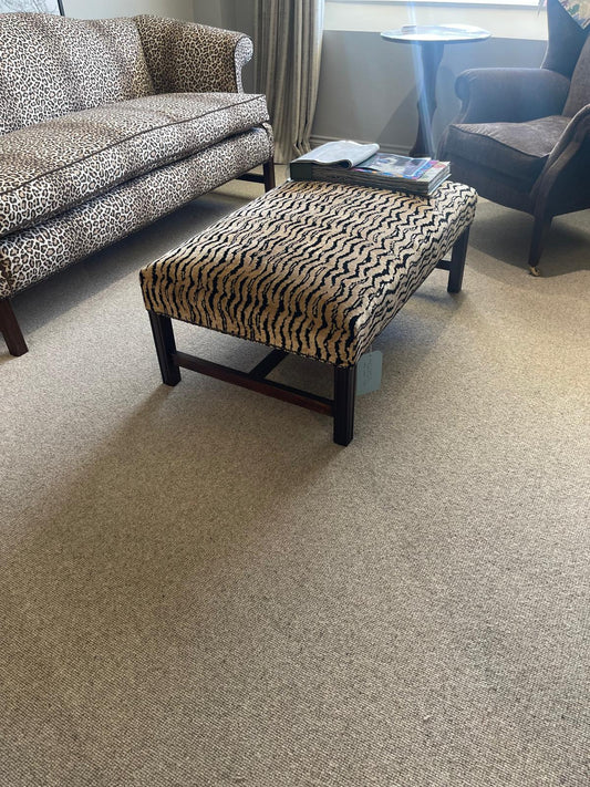 David Seyfried Chippendale sofa shown in the showroom